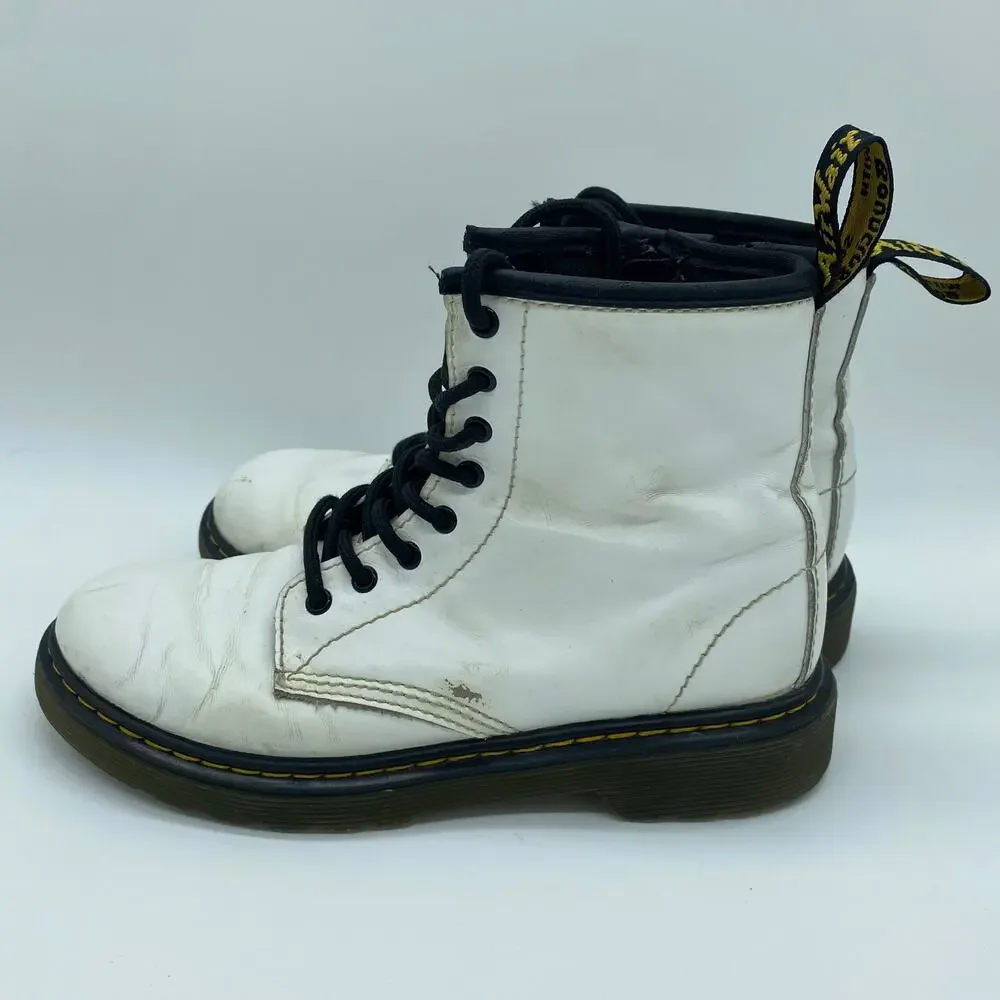 Dr. Martens White Combat Moto Zip-Up Boots Biker Leather Kid's Girl's size 3